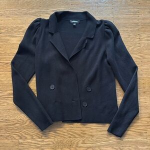 Women’s Express Puff Shoulder Knit Blazer - Black - S